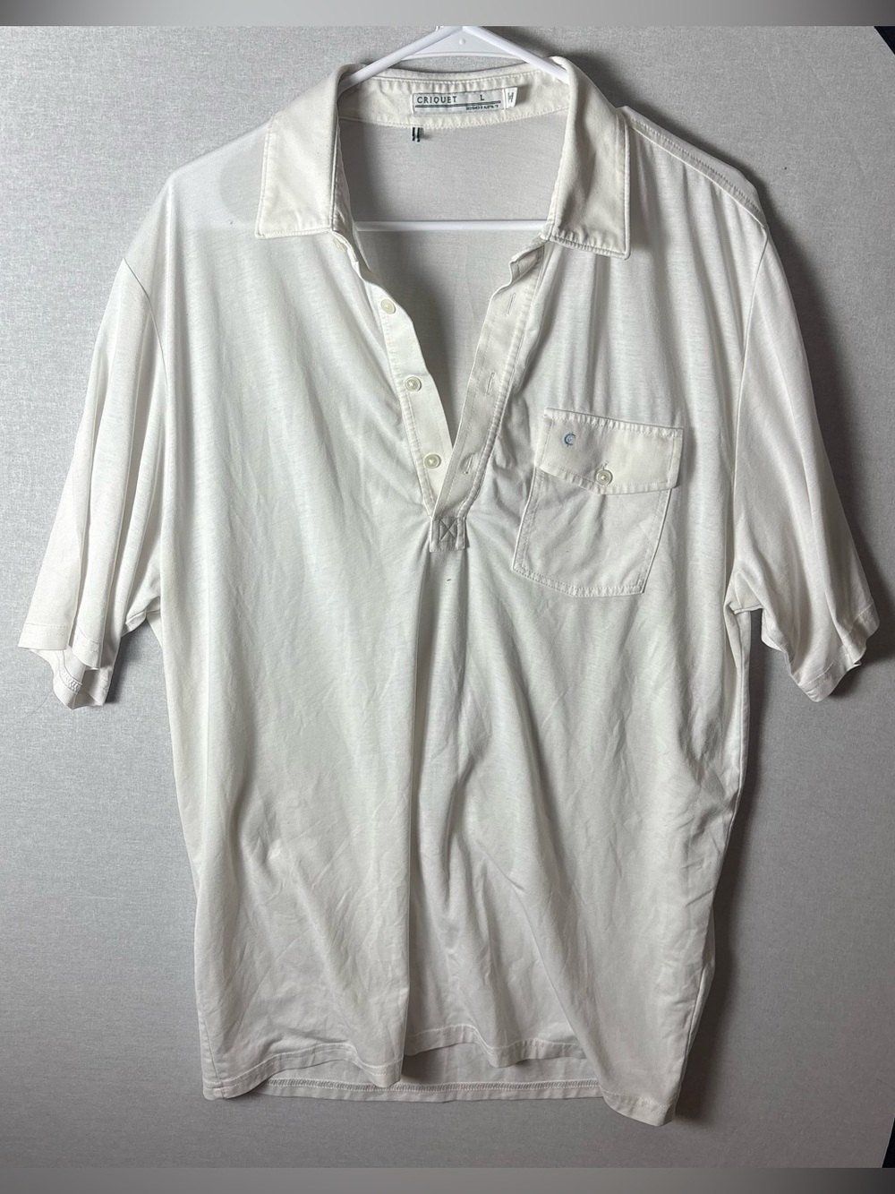 Criquet White Short-Sleeve Polo with Chest Pocket Size Large